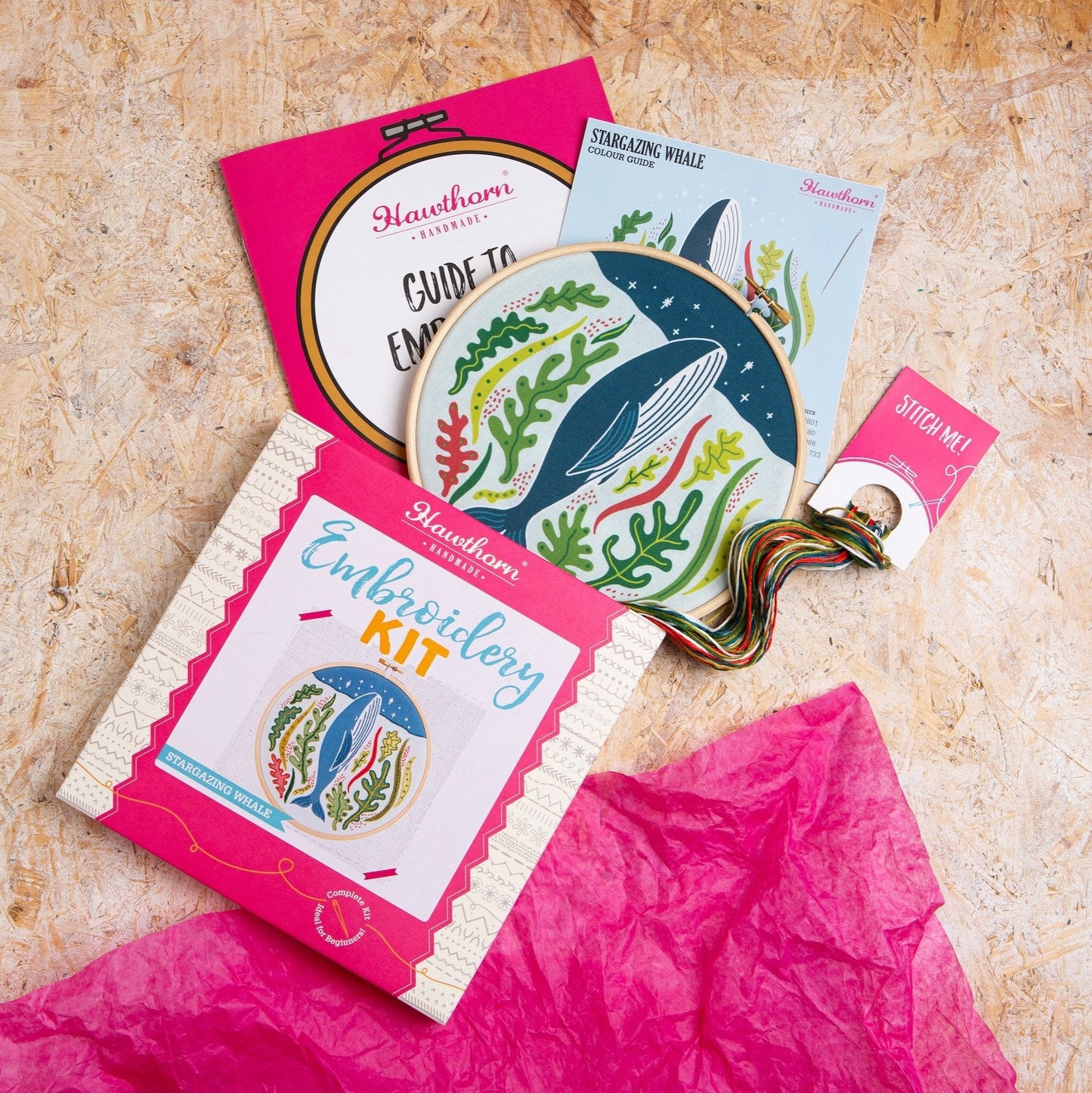 'Stargazing Whale' Ocean Embroidery Kit for Beginners