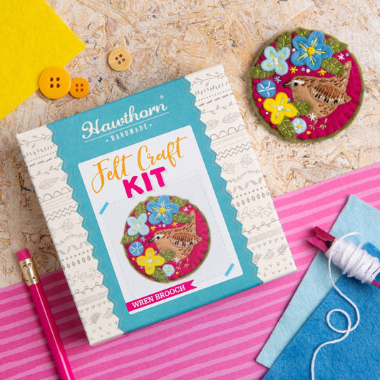 Wren Felt Craft Brooch Kit for Beginners