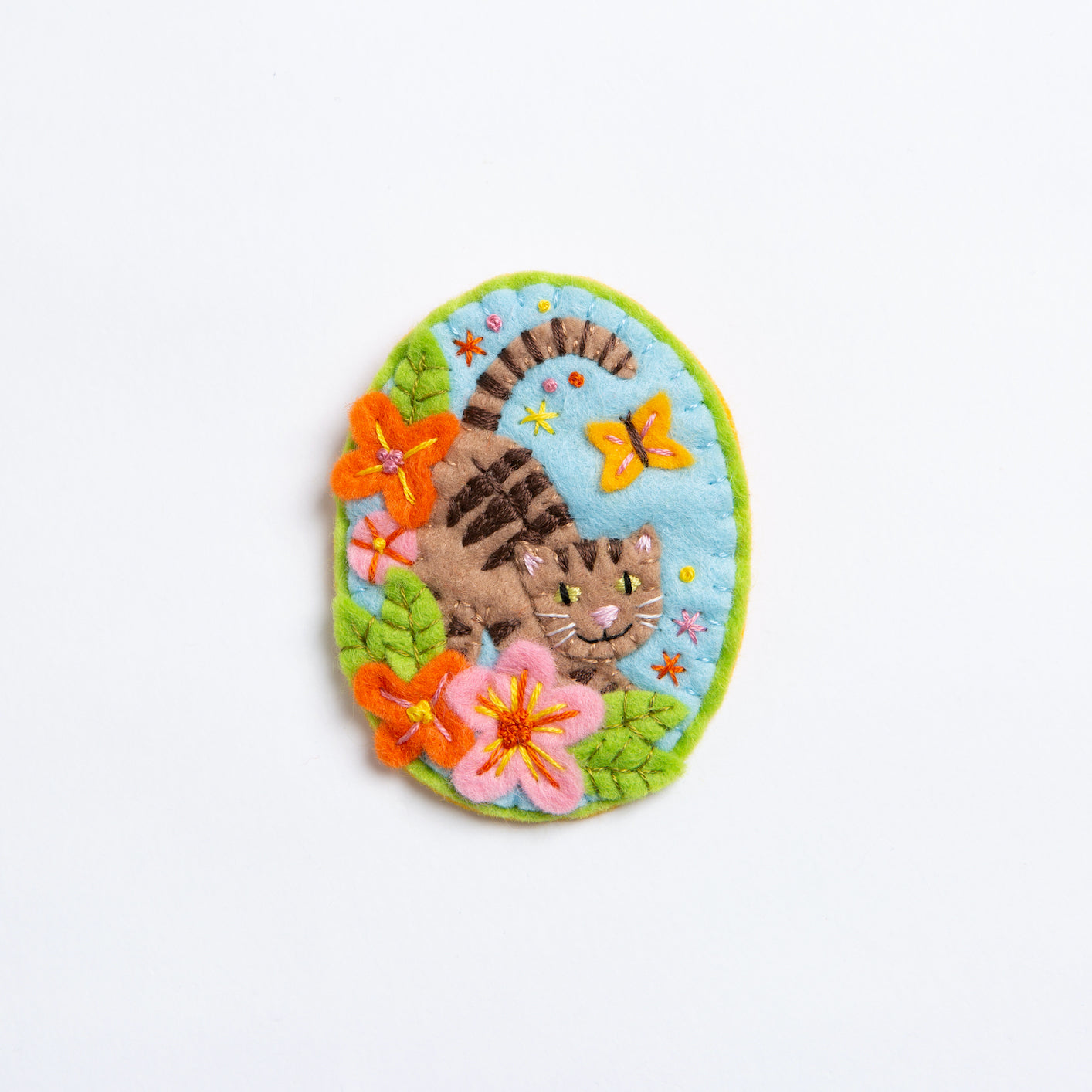 Tabby Cat Felt Craft Brooch Kit for Beginners