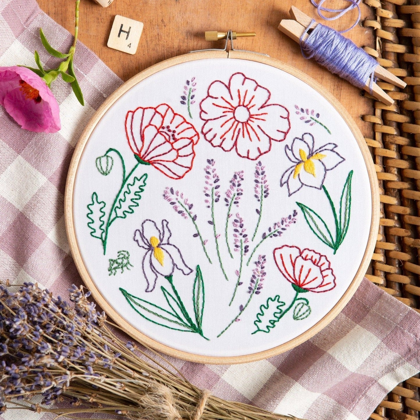 'Fields of Provence' Poppies and Lavender Embroidery Kit