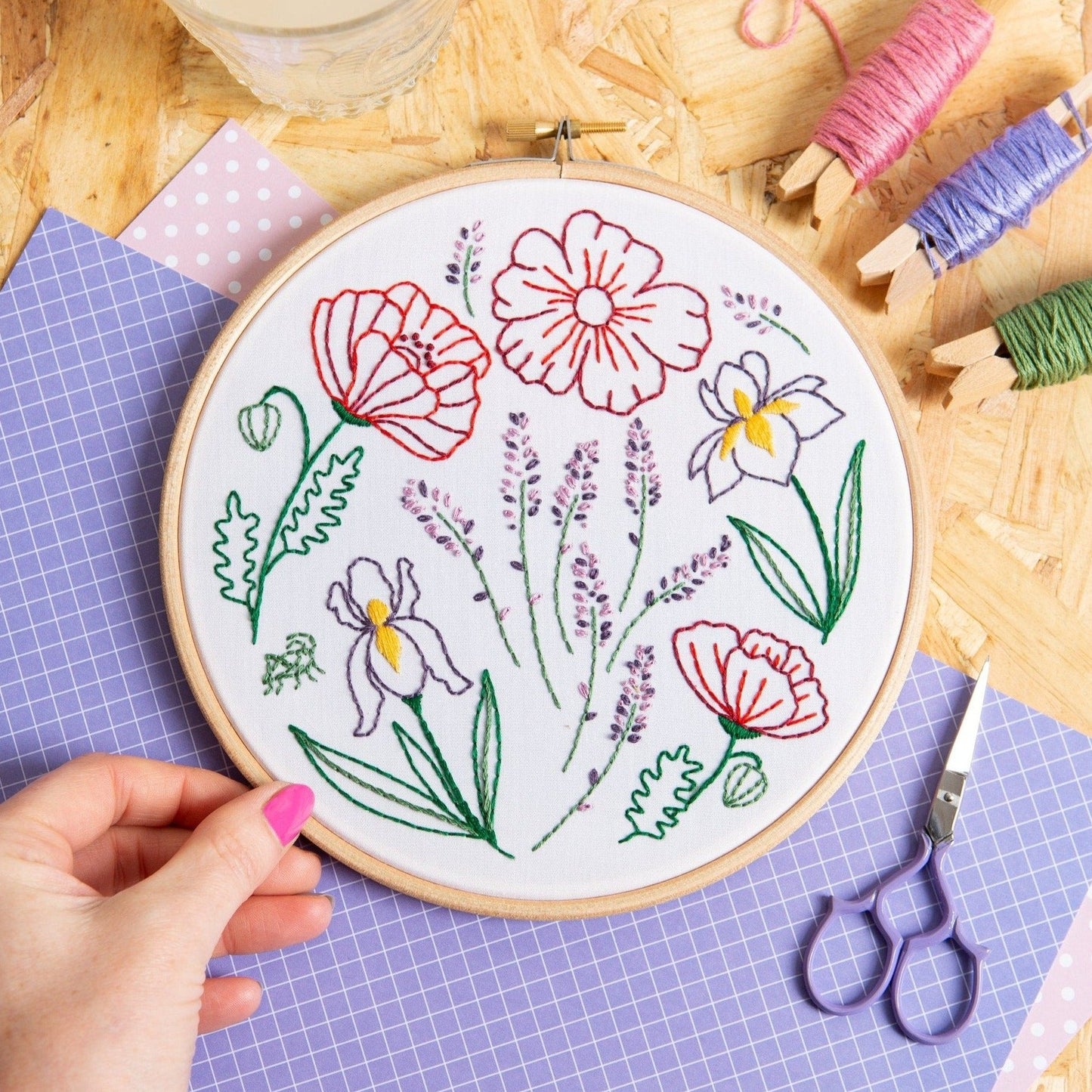 'Fields of Provence' Poppies and Lavender Embroidery Kit