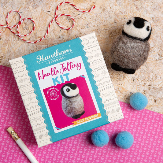 Baby Penguin Christmas Needle Felting Kit for Beginners