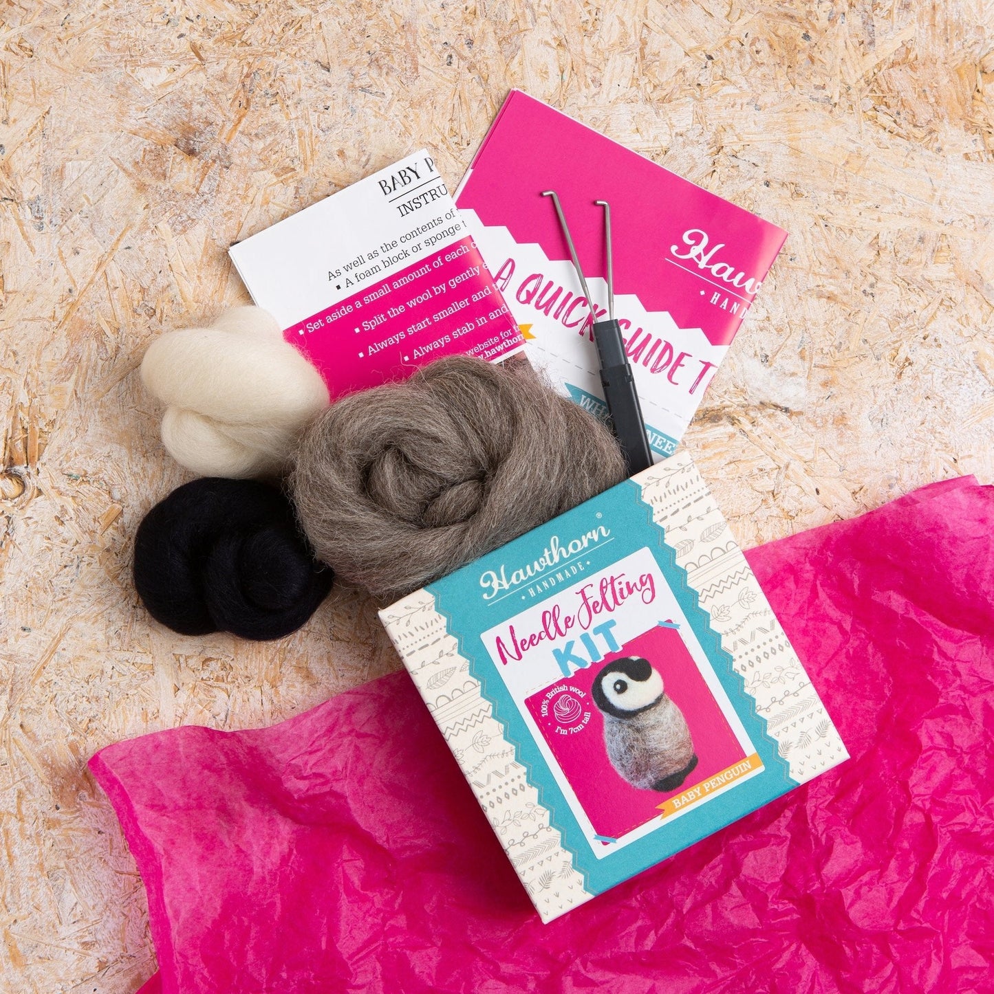 Baby Penguin Christmas Needle Felting Kit for Beginners