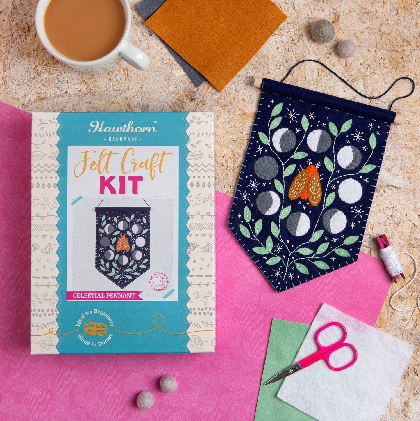 'Celestial Pennant' Moon Phases Felt Craft Kit for Beginners