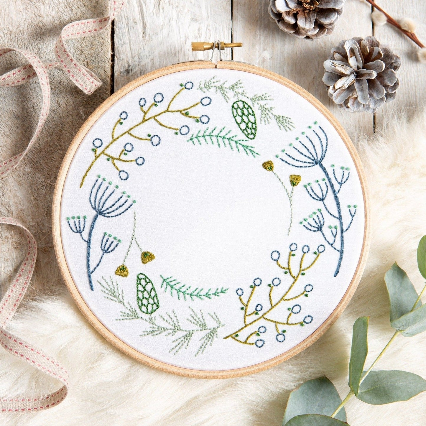 'Wintertide' Festive Wreath Embroidery Kit for Christmas