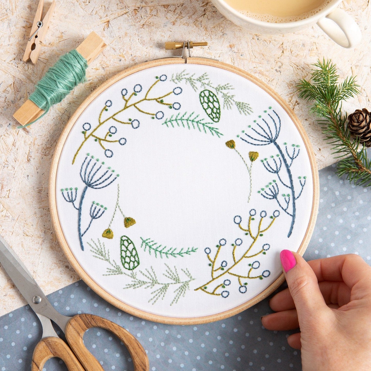 'Wintertide' Festive Wreath Embroidery Kit for Christmas
