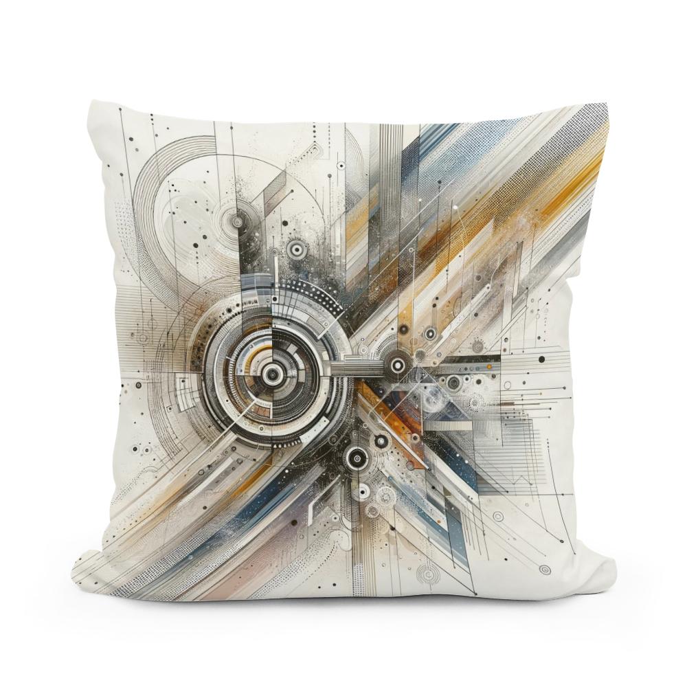 Lens of Time: Visions in Abstract Cotton Cushion
