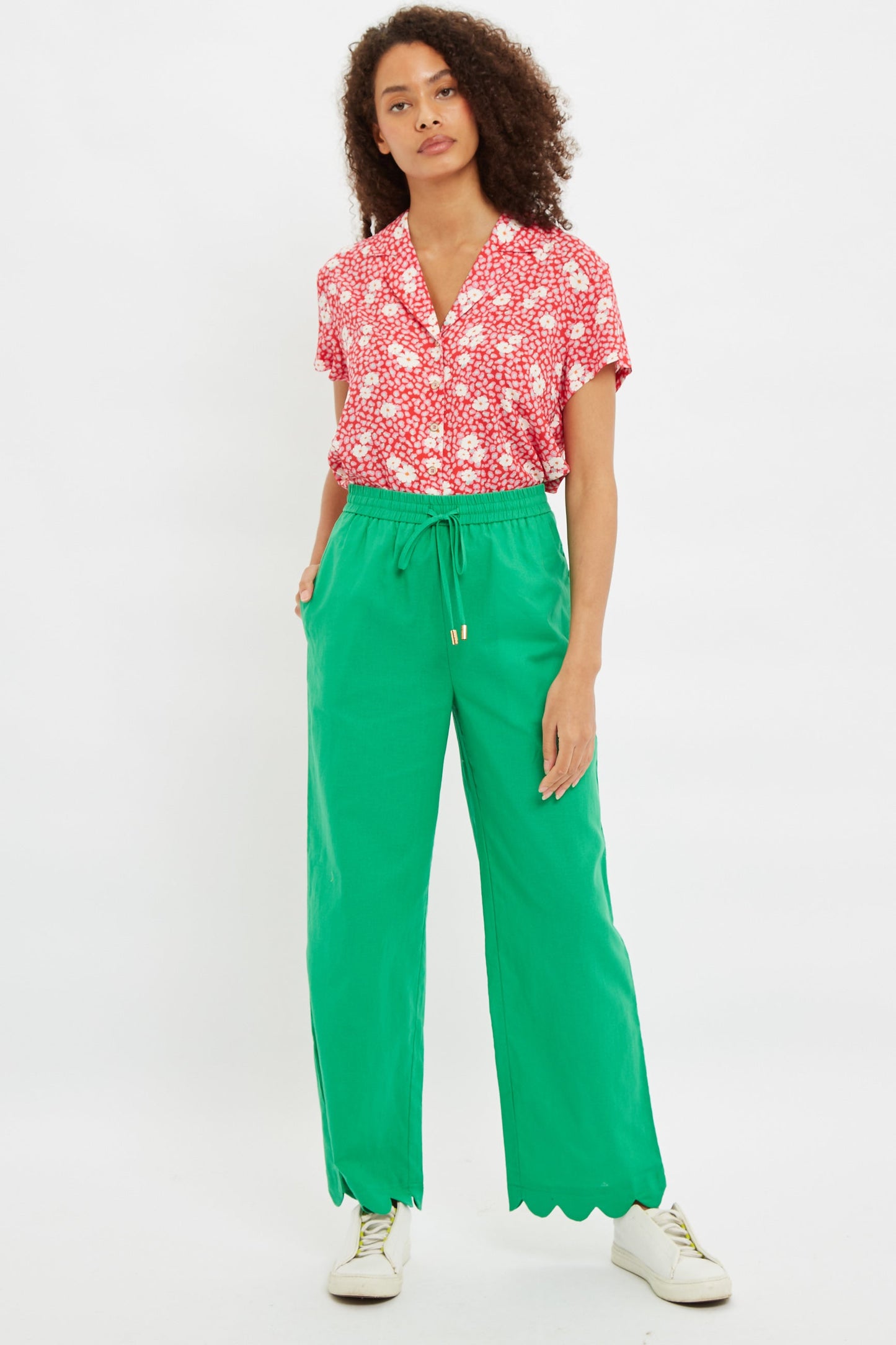 Louche Hibo Cropped Scalloped Hem Trouser
