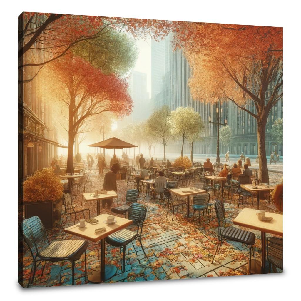 Autumn Morning Cafe Canvas
