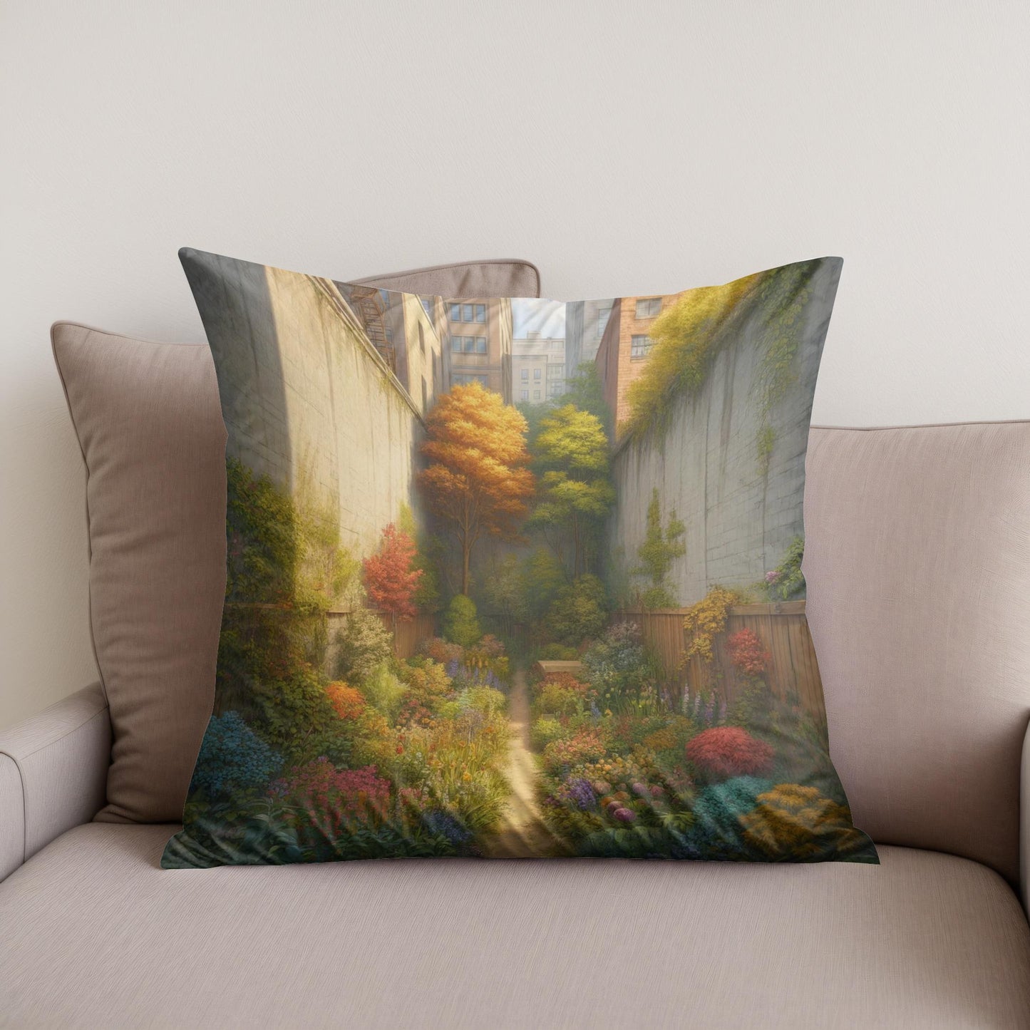 Hidden Autumn Garden Cotton Cushion