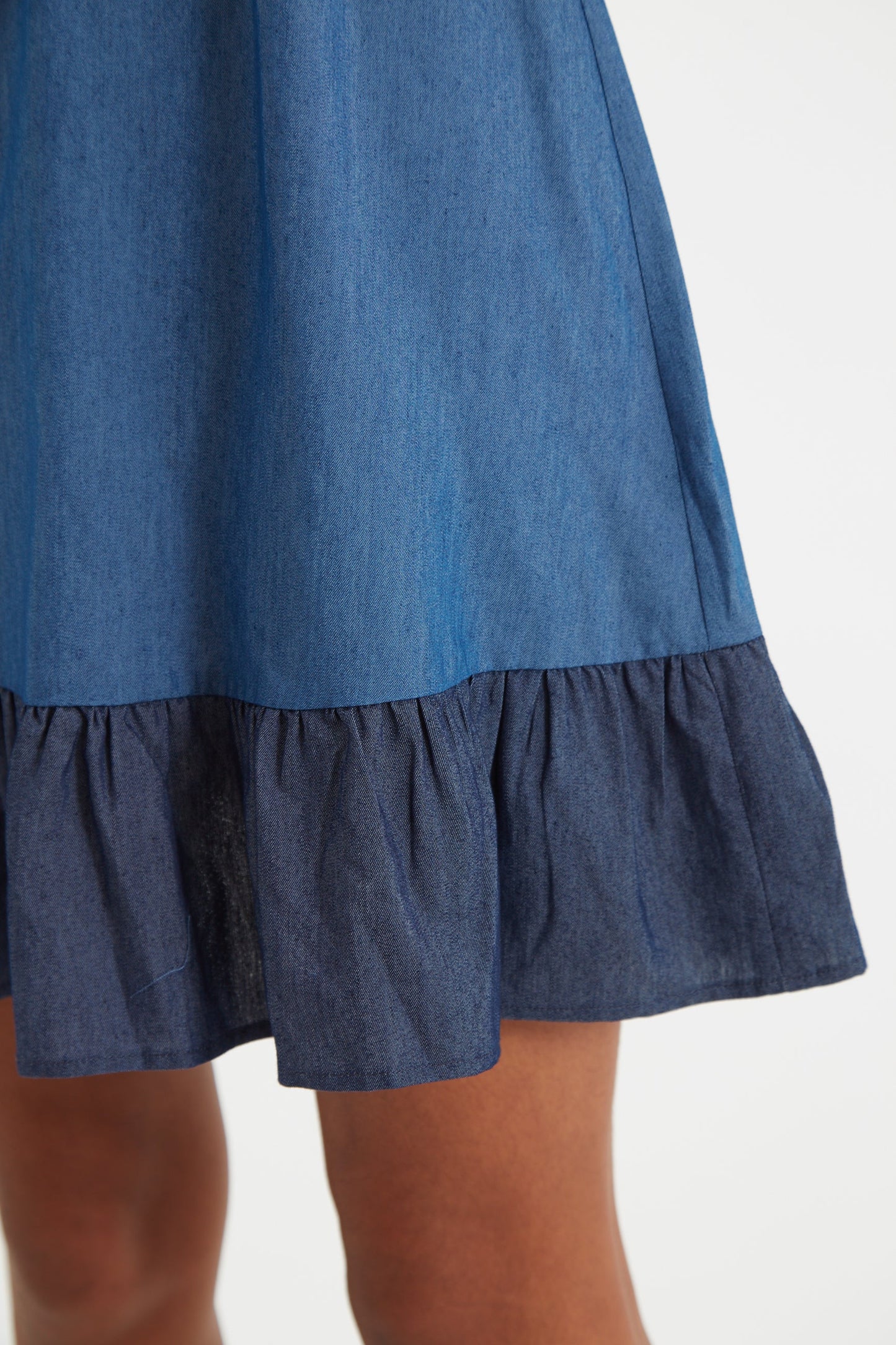 Honie Double Denim V-Neck Mini Dress