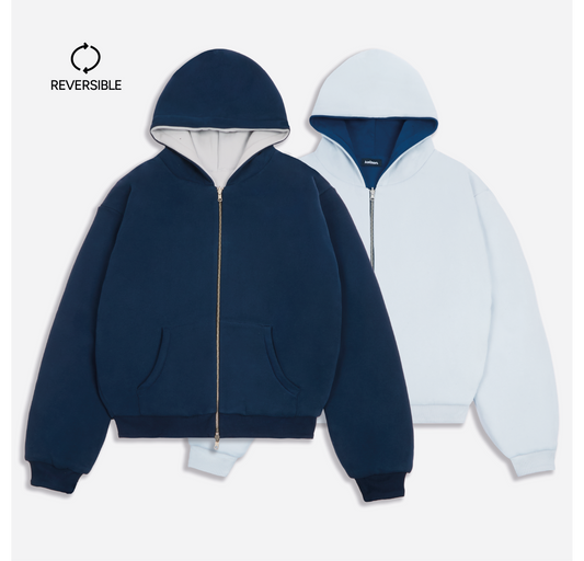 NAVY/STONE REVERSIBLE ZIP HOODIE