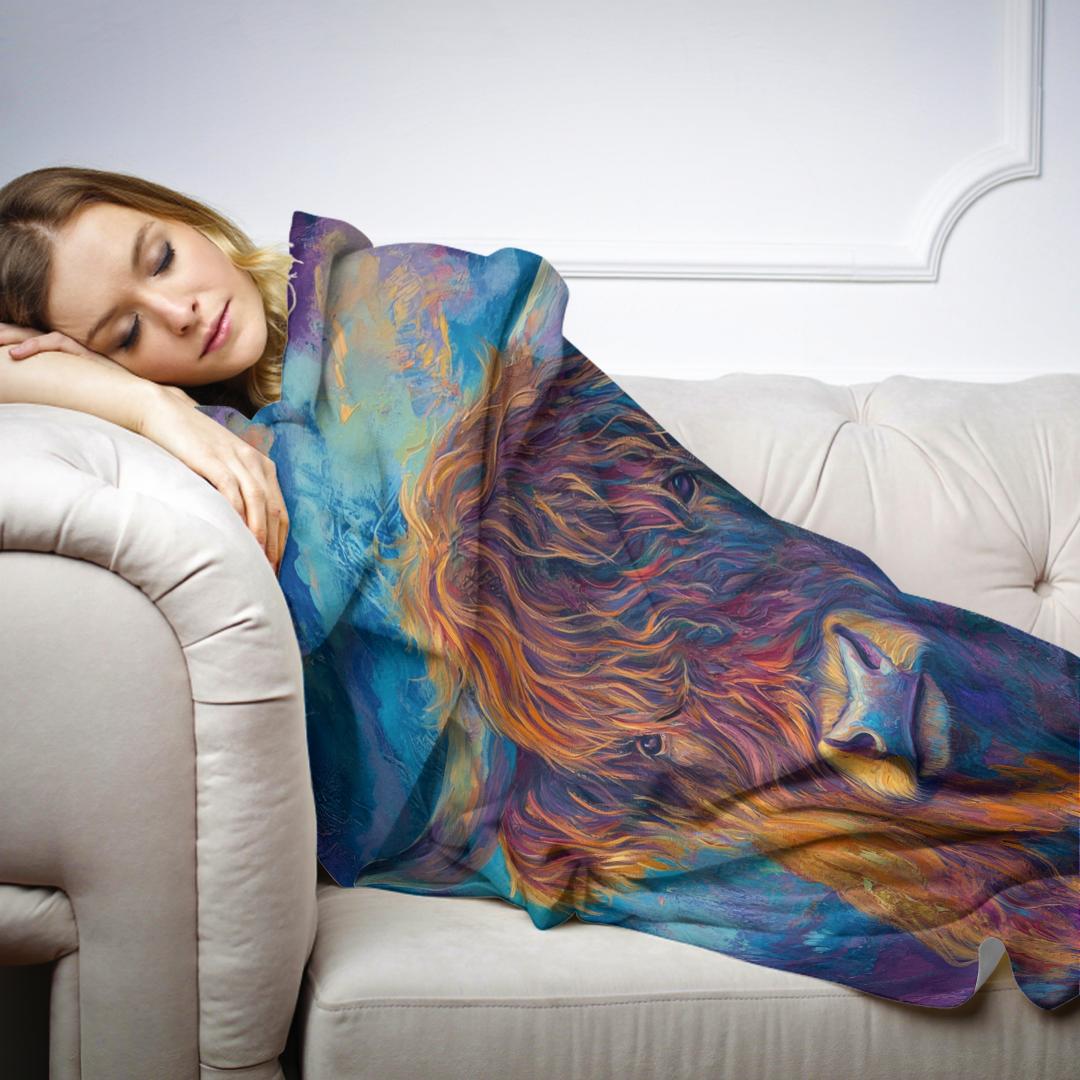 Twilight Highland Cow Blanket