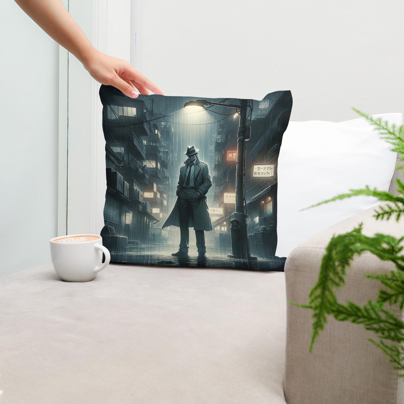 Urban Noir Mystery Cotton Cushion
