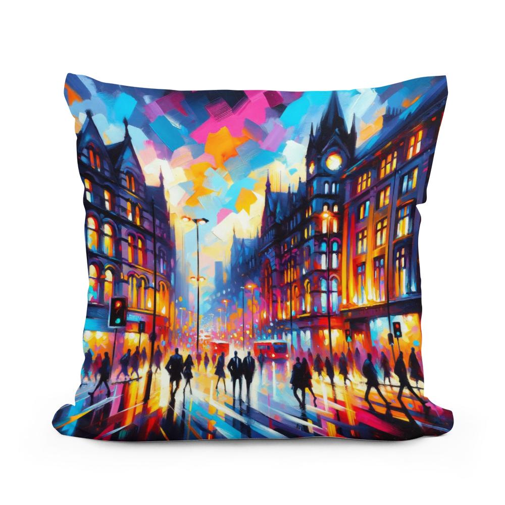 Manchester Oxford Road Twilight Cotton Cushion