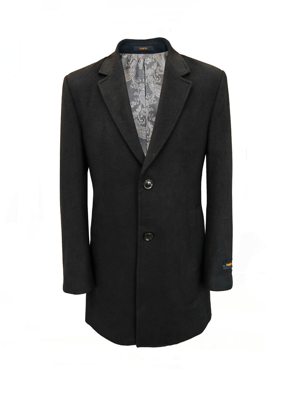 Men's Black Mid-Length Overcoat
