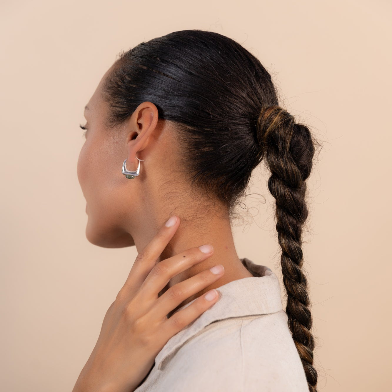 Aurora Hoops Zebra Jasper Silver