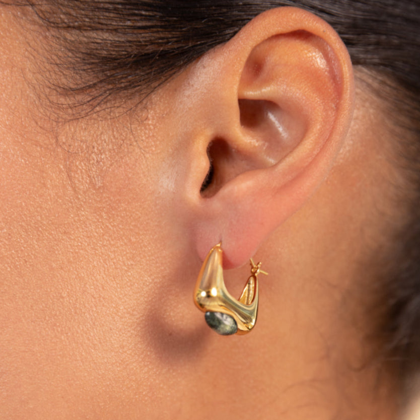 Aurora Hoops Zebra Jasper Gold