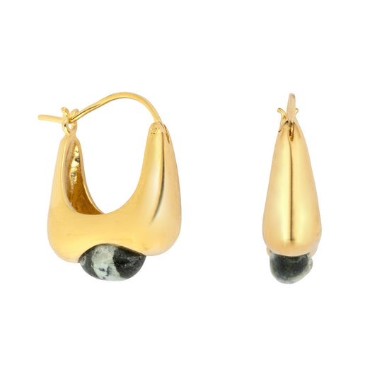 Aurora Hoops Zebra Jasper Gold