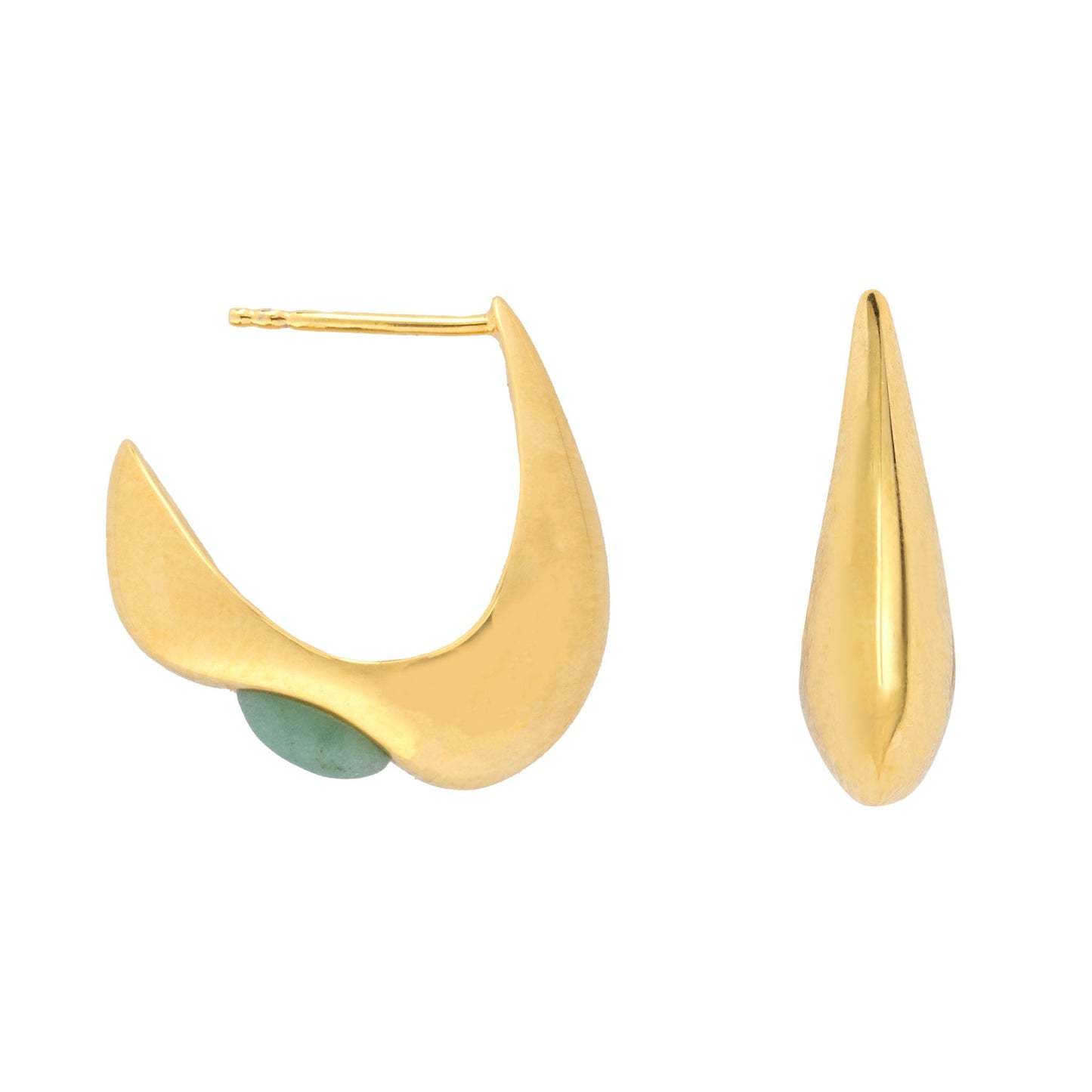 Celeste Crescent Aventurine Hoop Gold