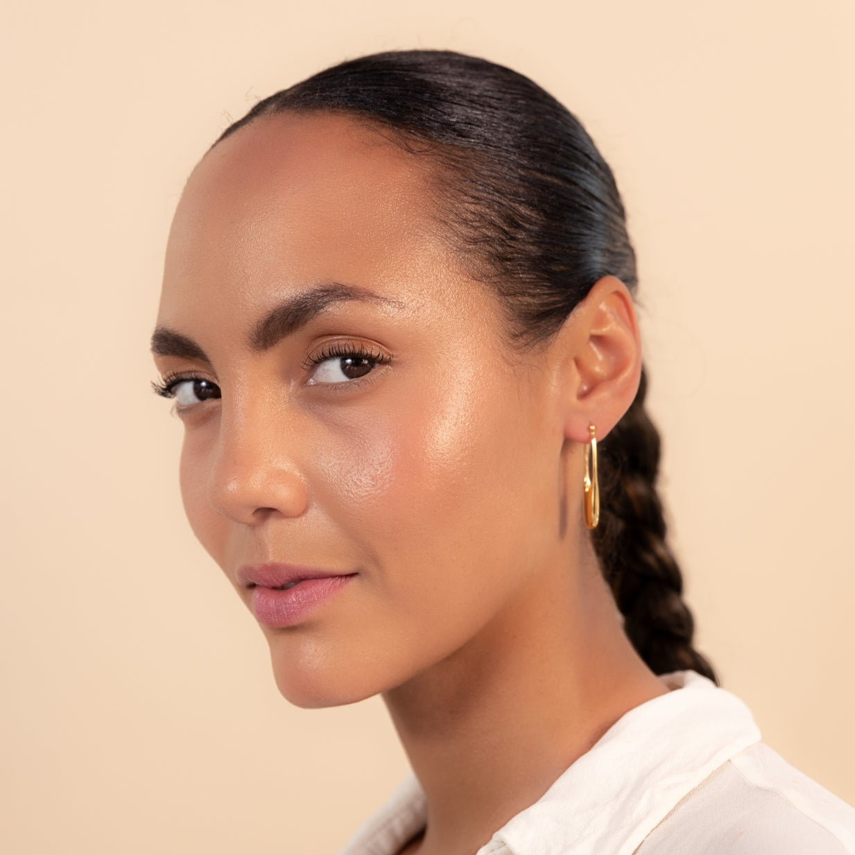 Streamline Long Hoops Minimalist Gold Earrings