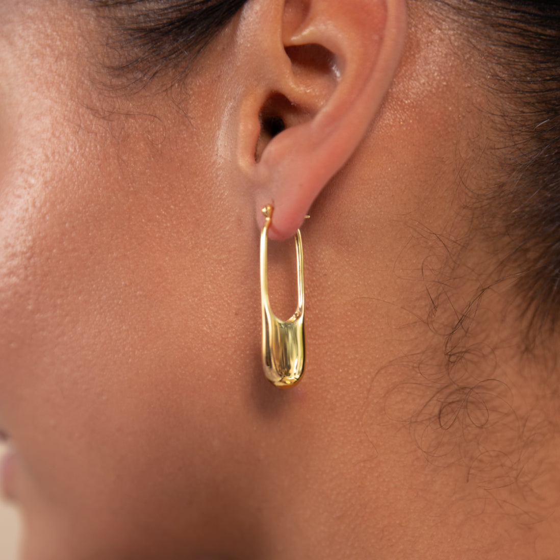 Streamline Long Hoops Minimalist Gold Earrings