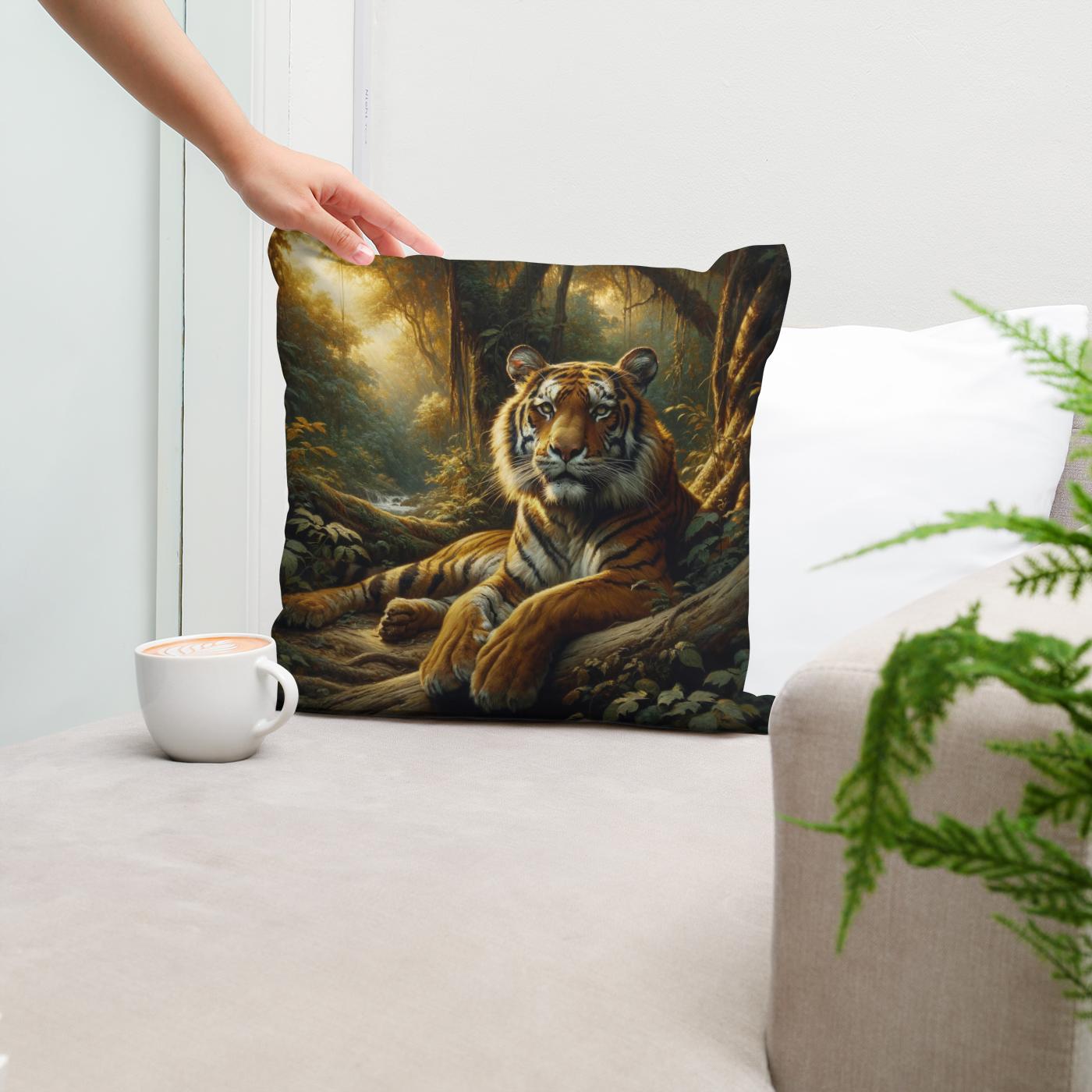 Jungle Repose Tiger Cotton Cushion