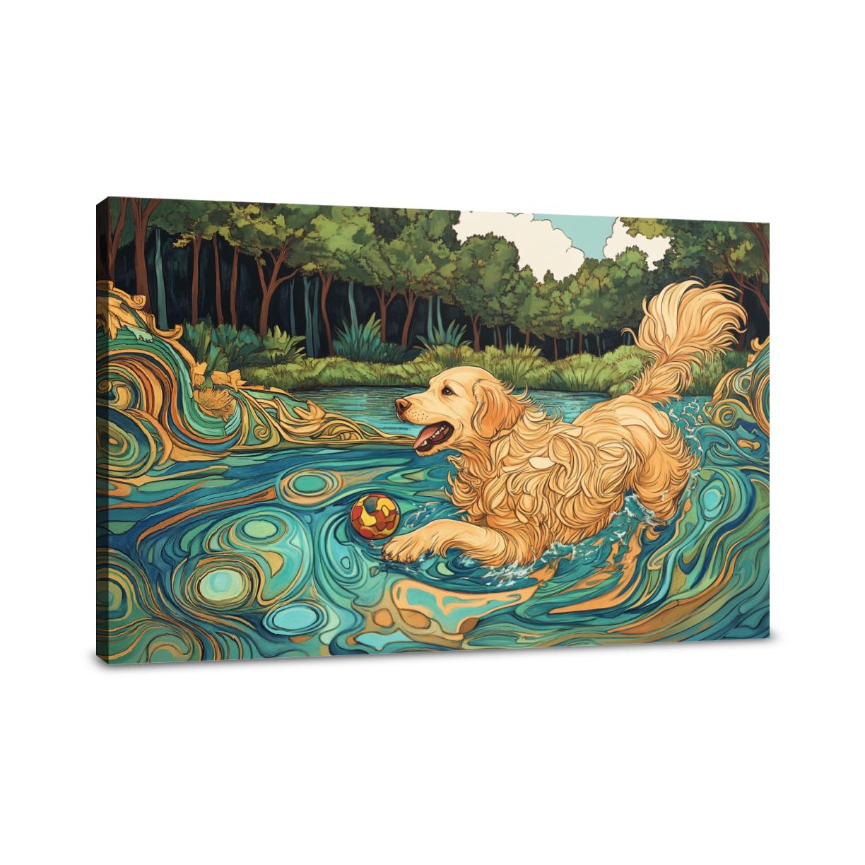 Golden Retriever Lakeside Canvas