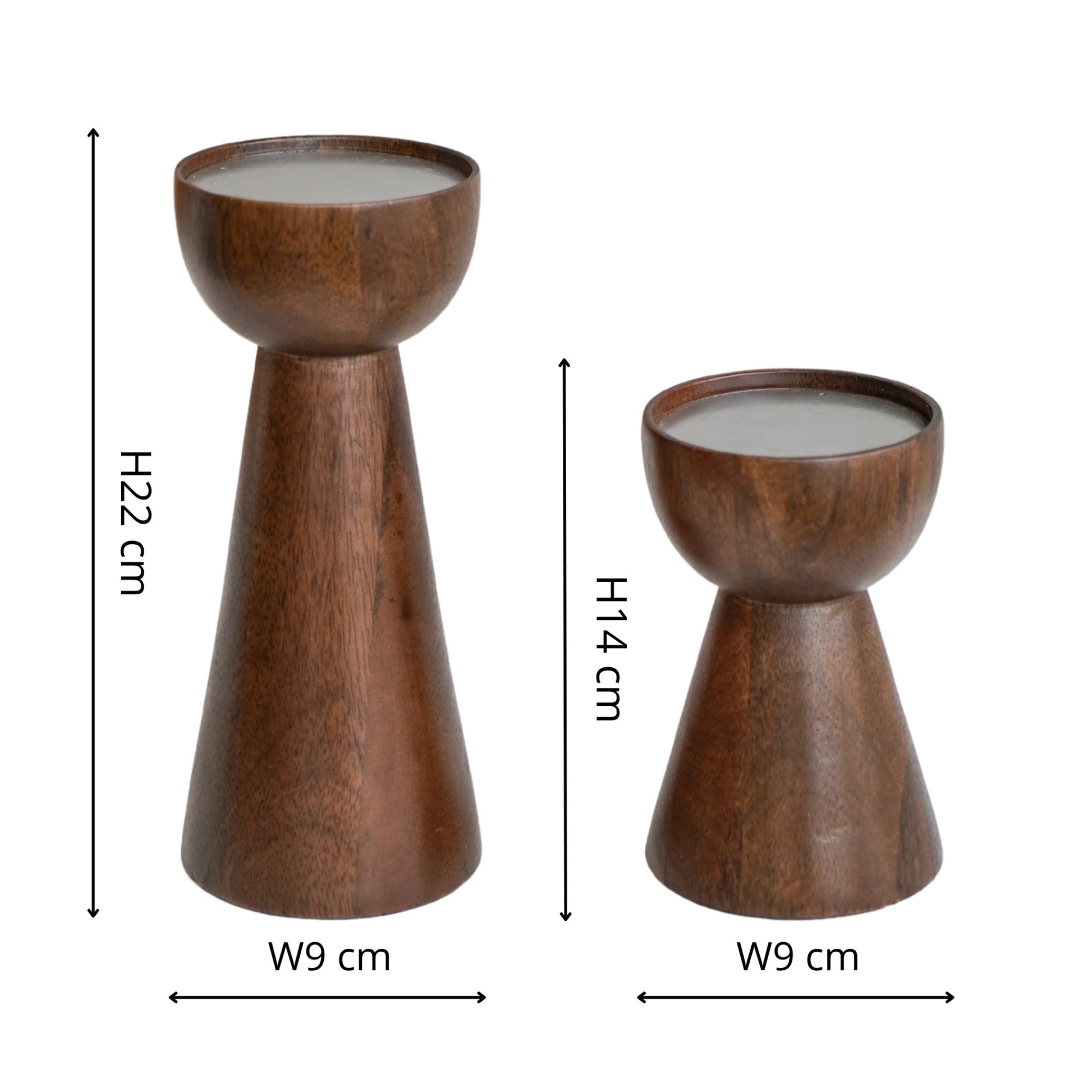 TheFoalyard Ivyline Harvey Walnut Wooden Candle Holders Set of 2