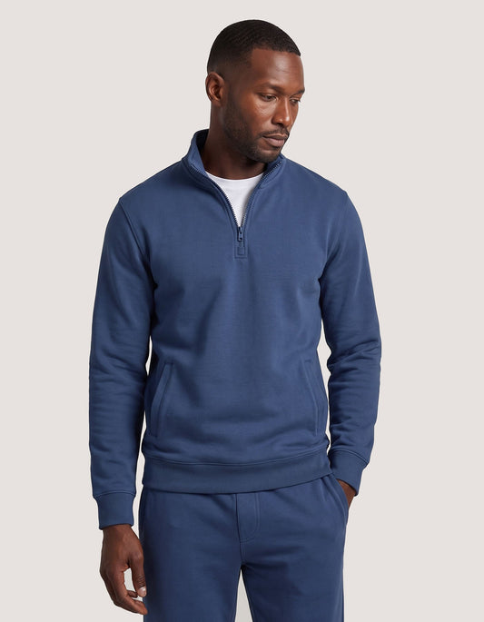 Mid Blue Half Zip Fleece
