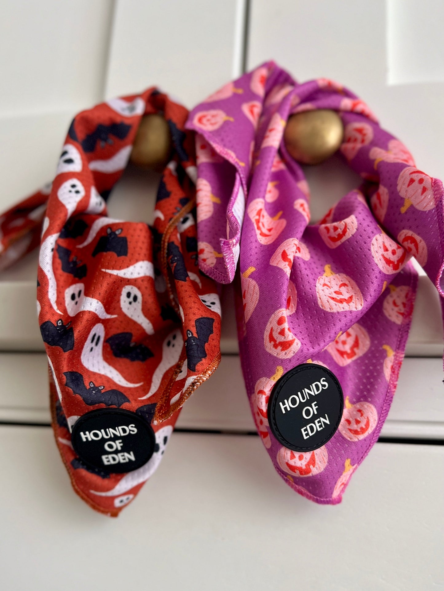 Orange Bats + Ghosts Halloween Dog Bandana 👻