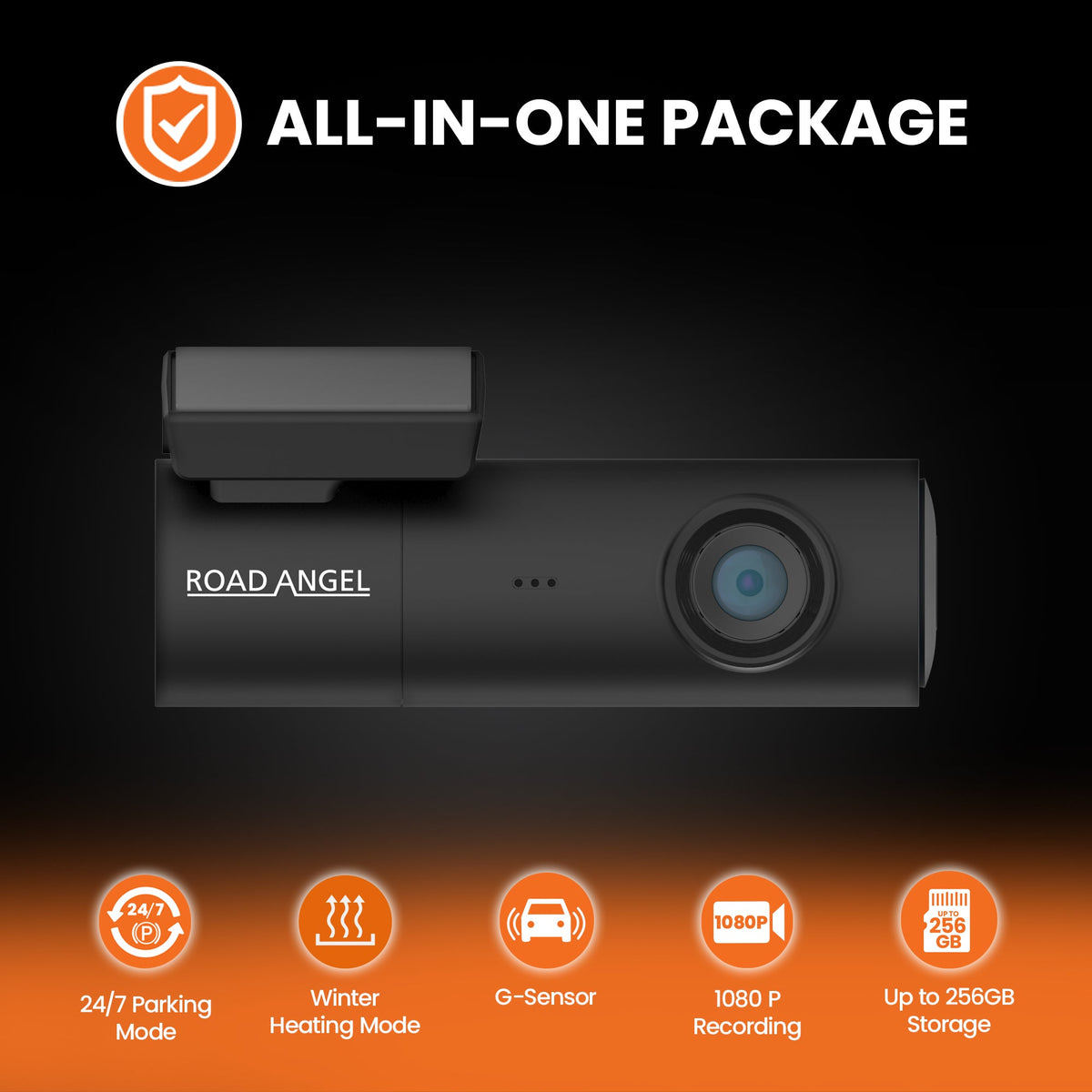 Road Angel Halo Spark Deluxe 1080p Dash Cam with 64GB SD Card & Hardwire Kit