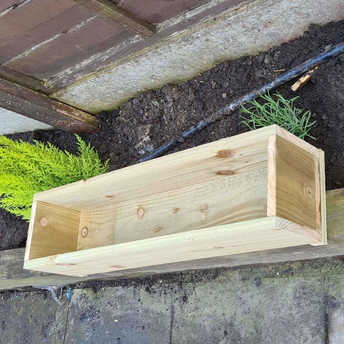 Rustic wooden garden planters 20cm wide