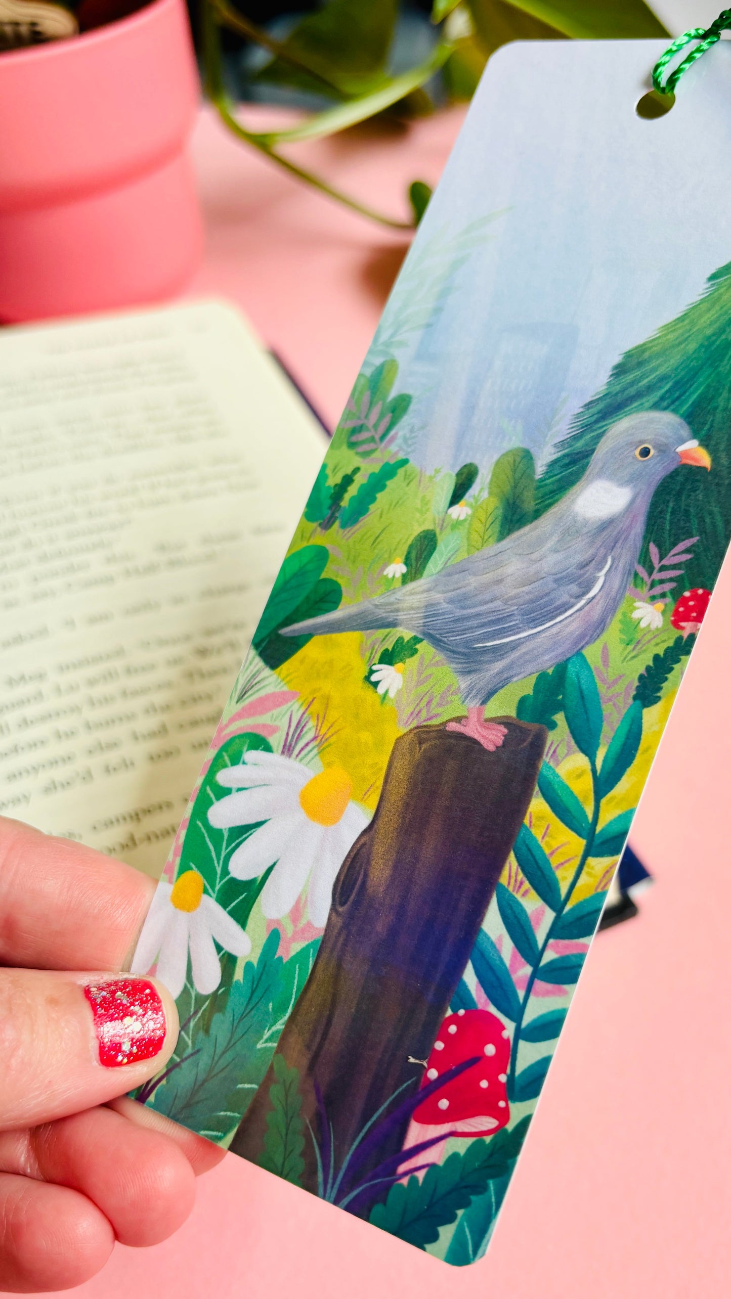 Pigeon Gift Bookmark- Handmade Holographic Bookmark