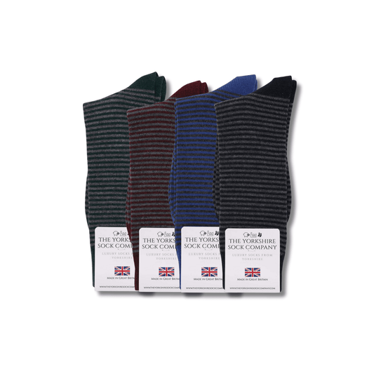 Harewood Fine Stripe Luxury Merino Everyday Socks - 4 Pair Bundle