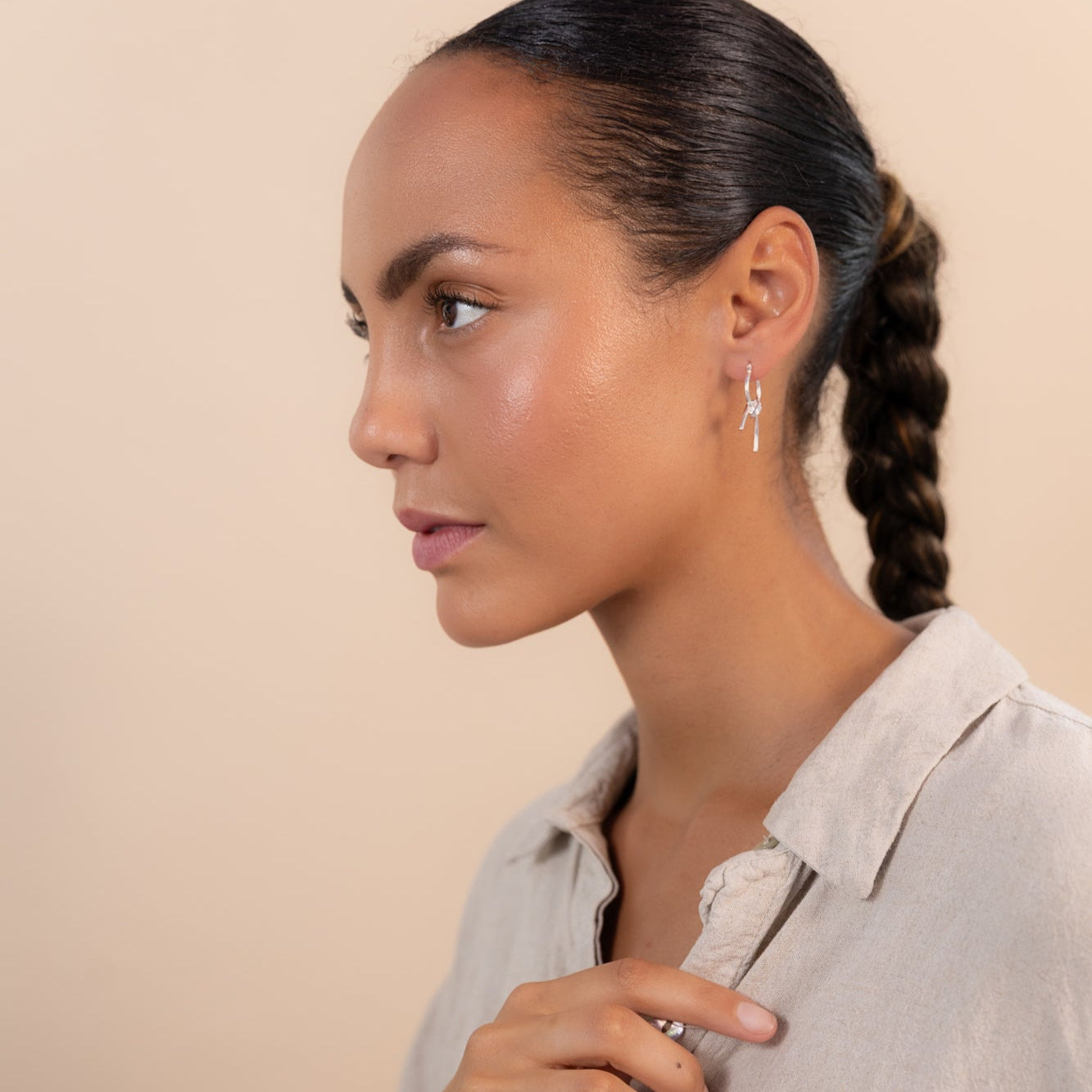 Silver Knotted Hoop Earrings