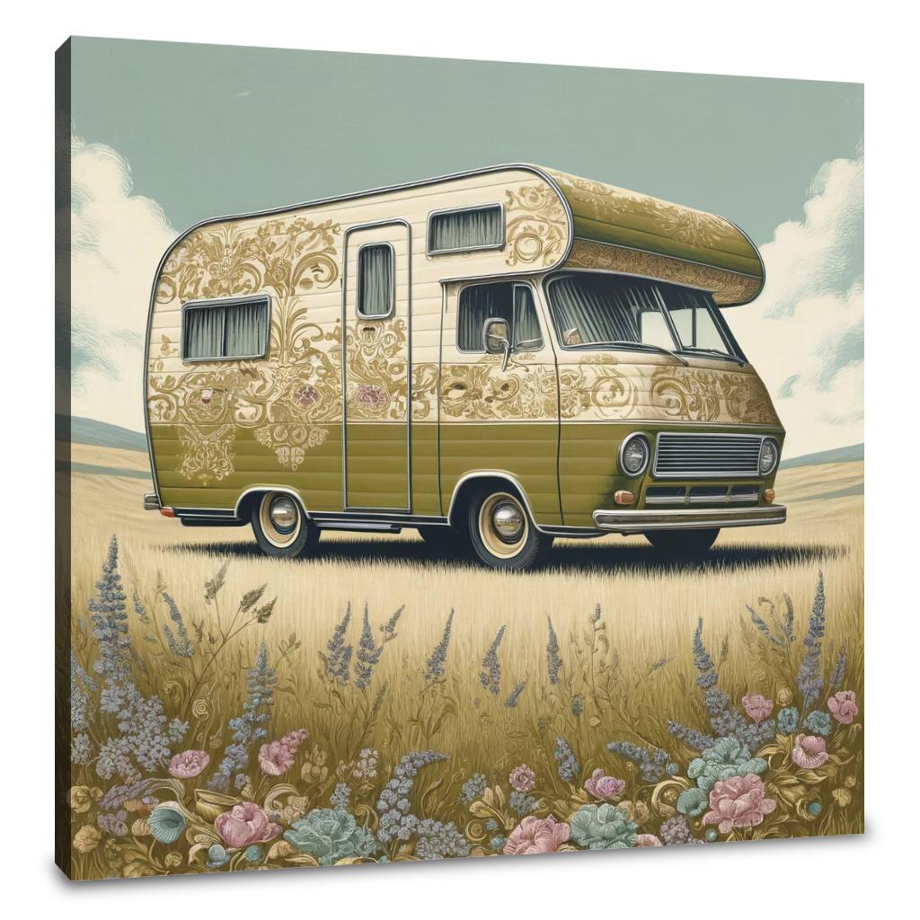 Retro Flower Camper Canvas