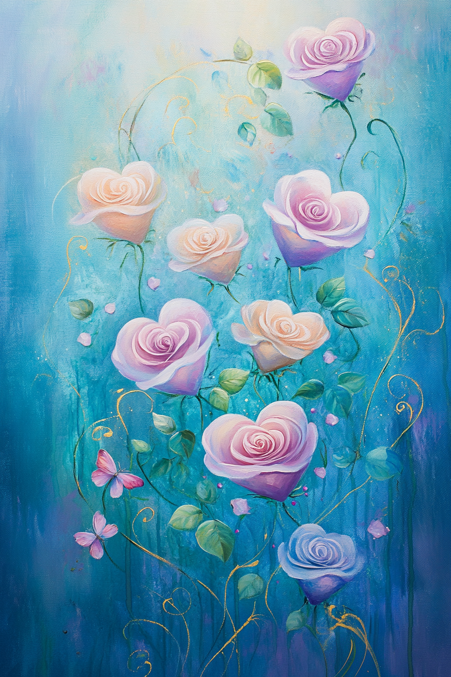 Heart-Petal Roses Canvas
