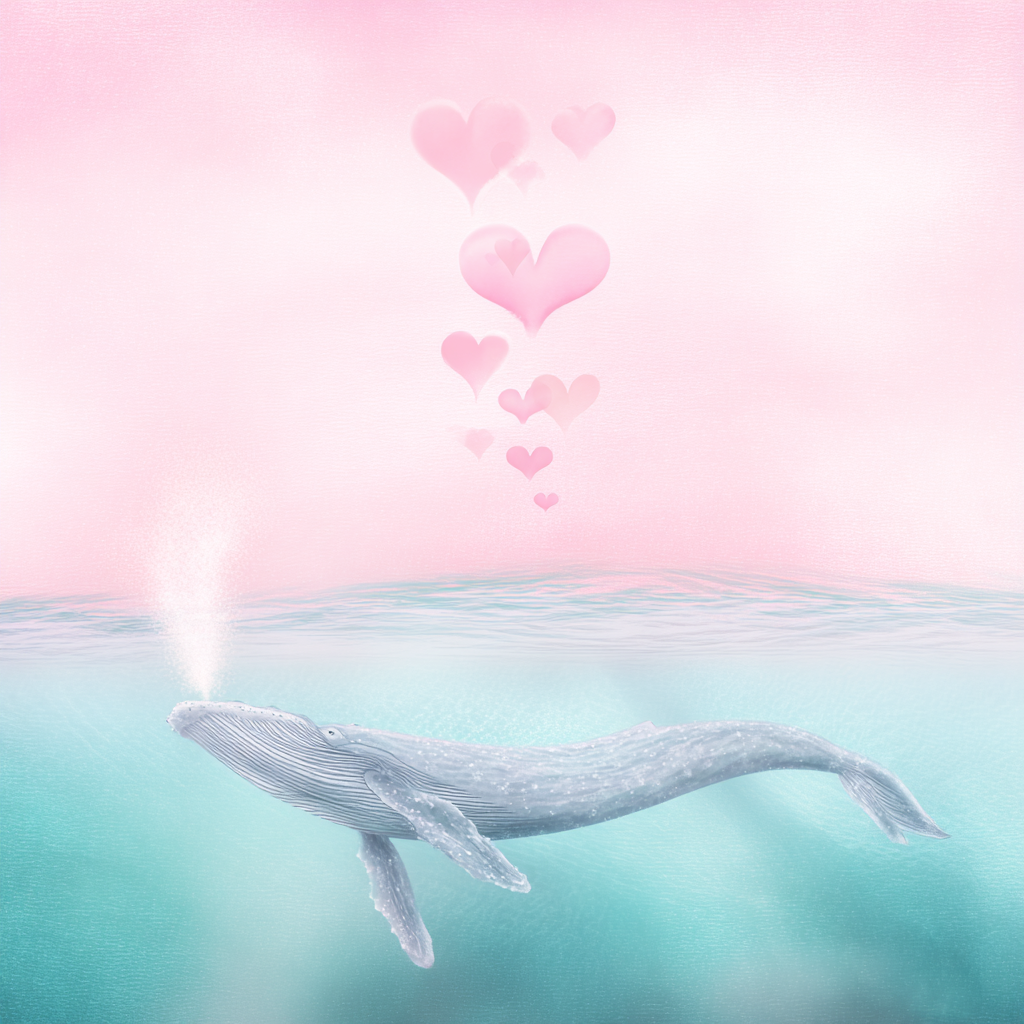 Heart Bubbles Whale Canvas