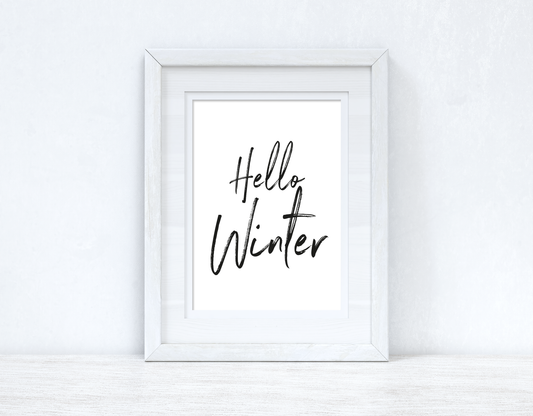 Hello Winter Brush Simple Winter Christmas Seasonal Wall Home Decor Print