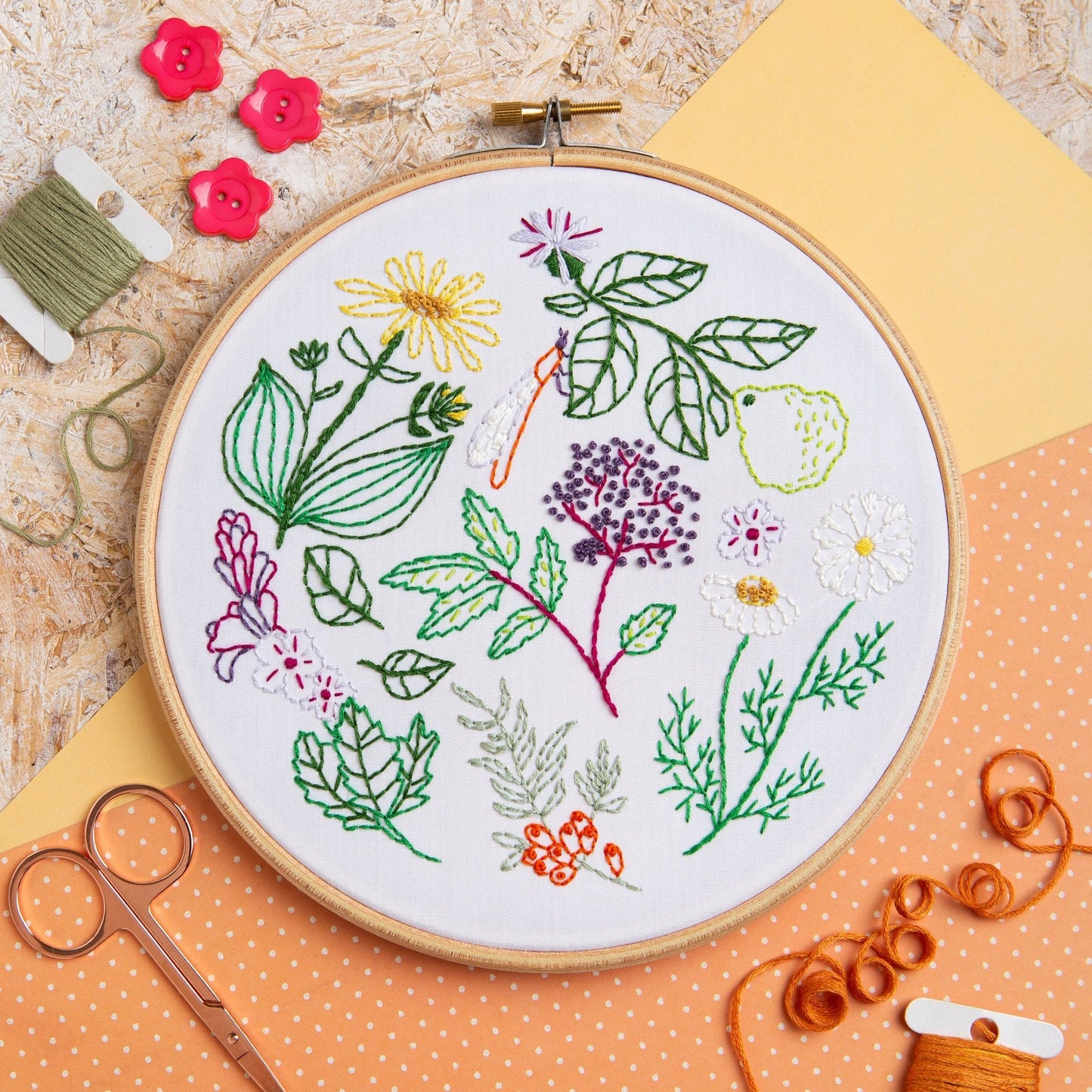 'Herbarium' Botanical Embroidery Kit for Beginners