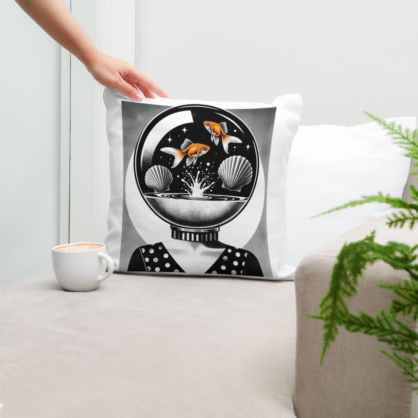 Whimsical Seashell Siren Cotton Cushion