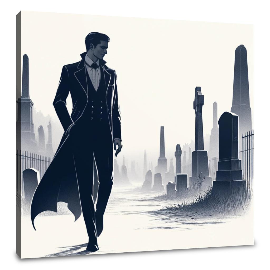Midnight Cemetery Stroll Canvas