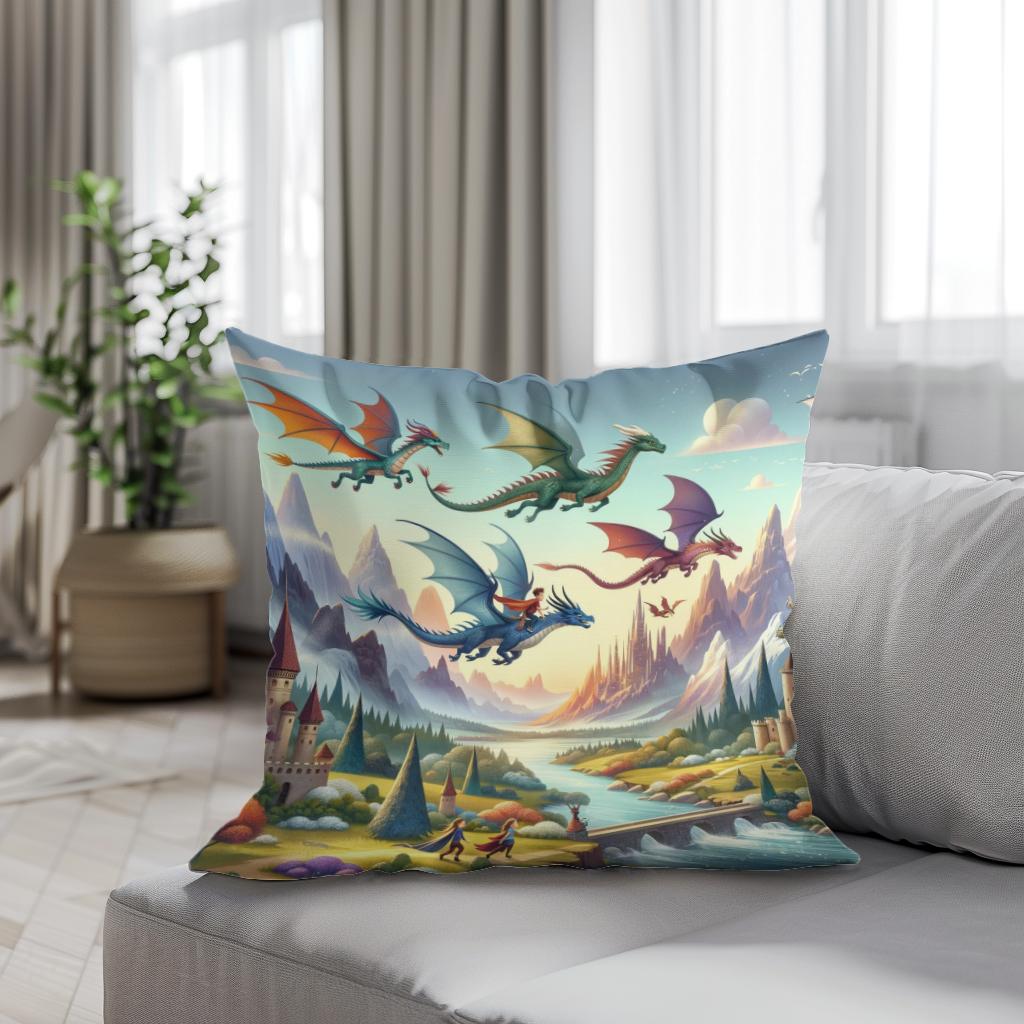 Dragon Riders Cotton Cushion