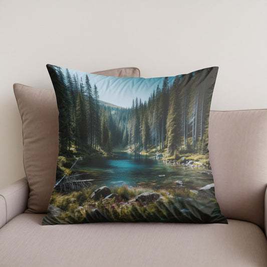 Hidden Mountain Lake Cotton Cushion
