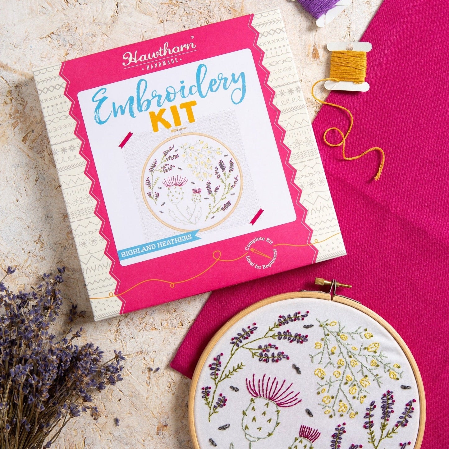 'Highland Heathers' Scottish Embroidery Kit for Beginners