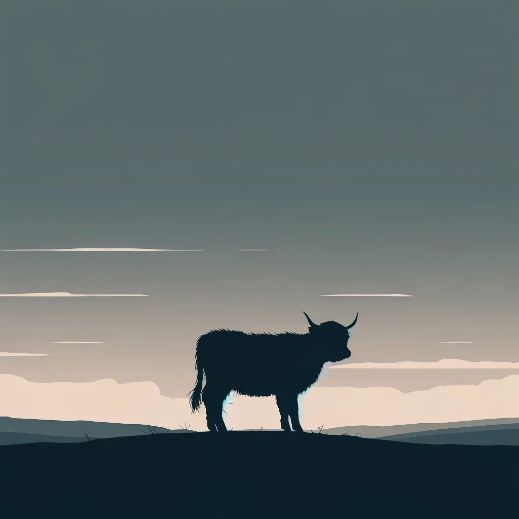 Highland Cow Dusk Silhouette Canvas