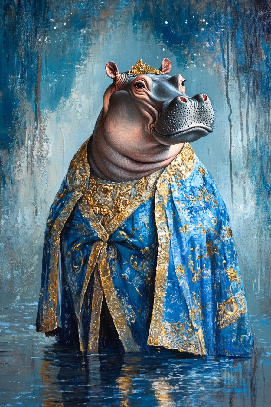 Hippopotamus Majesty Canvas