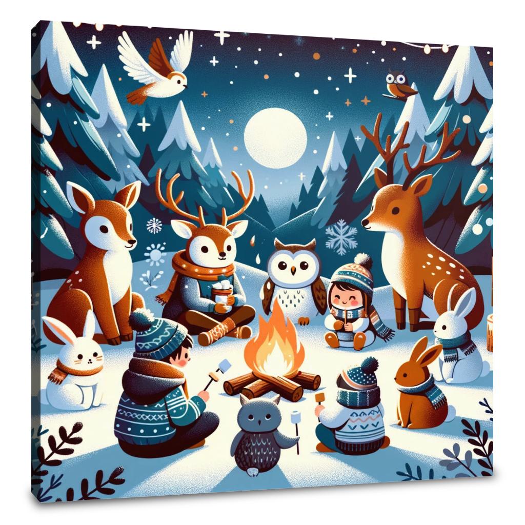 Winter Campfire Canvas