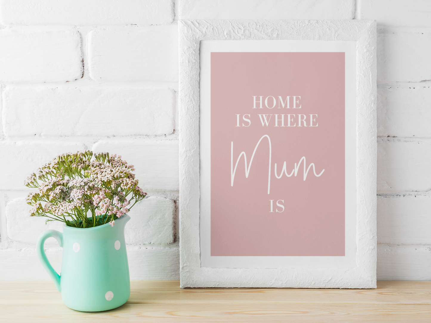 Home Is Where Mum Is Pink Mothers Day Home Simple Room Wall Decor Print